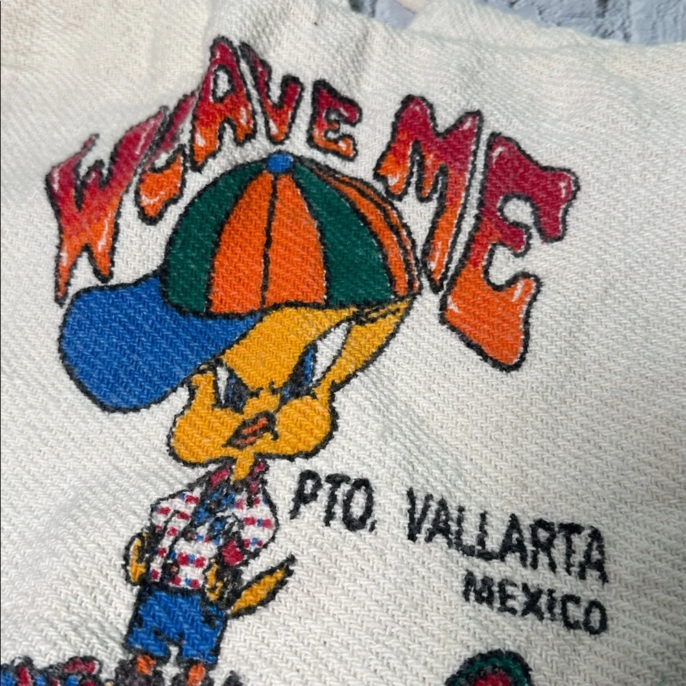 Tweety Bird Beach Bag Backpack “Weave me Awone!” Puerto Vallarta Mexico Souvenir